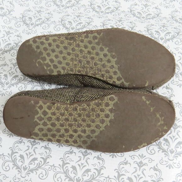 Toms Classic Brown Sz 6.5 Gold Woven Alpargatas Slip On Ballet Flats Shoes - Picture 7 of 8